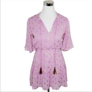 LAST DAY ✨NWT Raga Ella Tiered Mini Metallic Gold Polka Dot Ruffle Dress